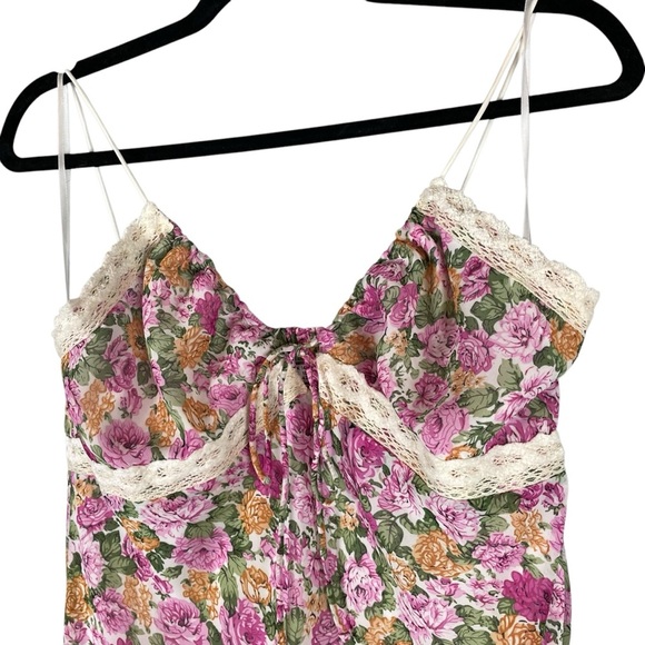 Princess Polly Pink Floral Print Lace Trim Maxi Dress size 10 - Picture 4 of 9